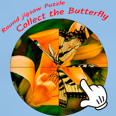 Round jigsaw Puzzle - Collect the Butterfly By Gamepix