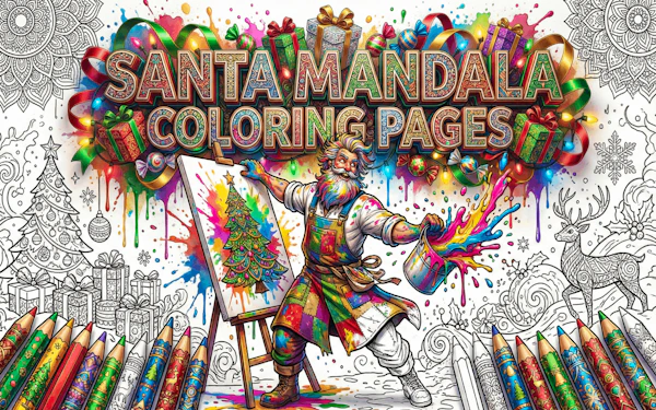 Santa Mandala Coloring Pages