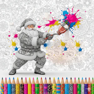 Santa Mandala Coloring Pages Thumbnail