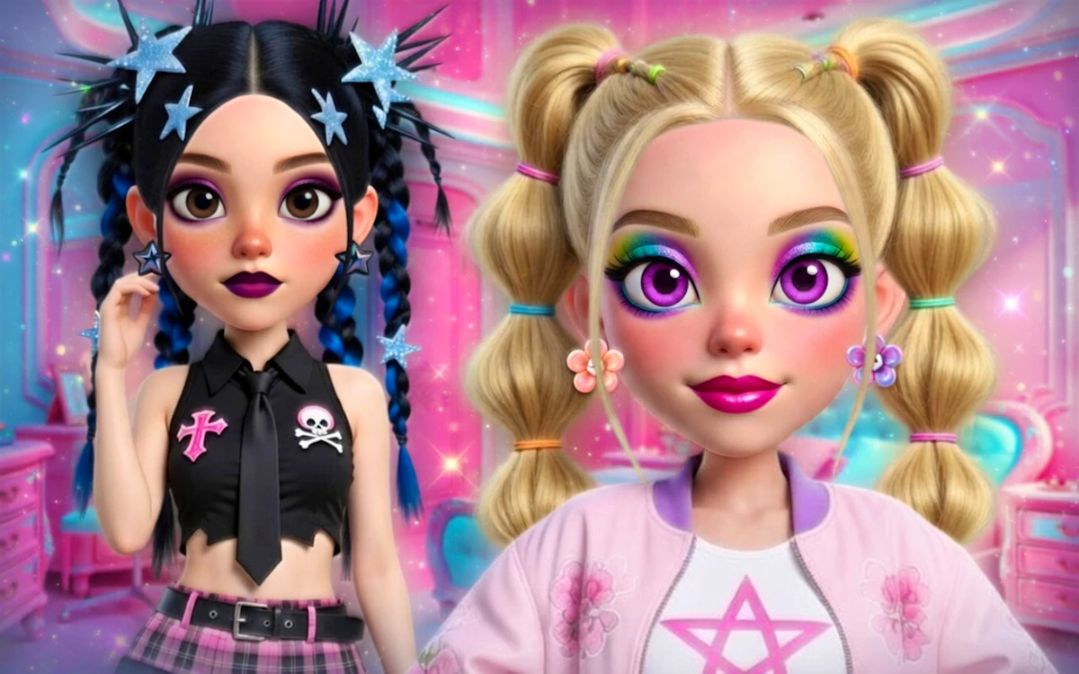 Play Sid & Ginny Y2K Glam Clash — free online Fashion game