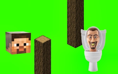 Spinning Skibidi Toilet Flappy Minecraft By Gamepix