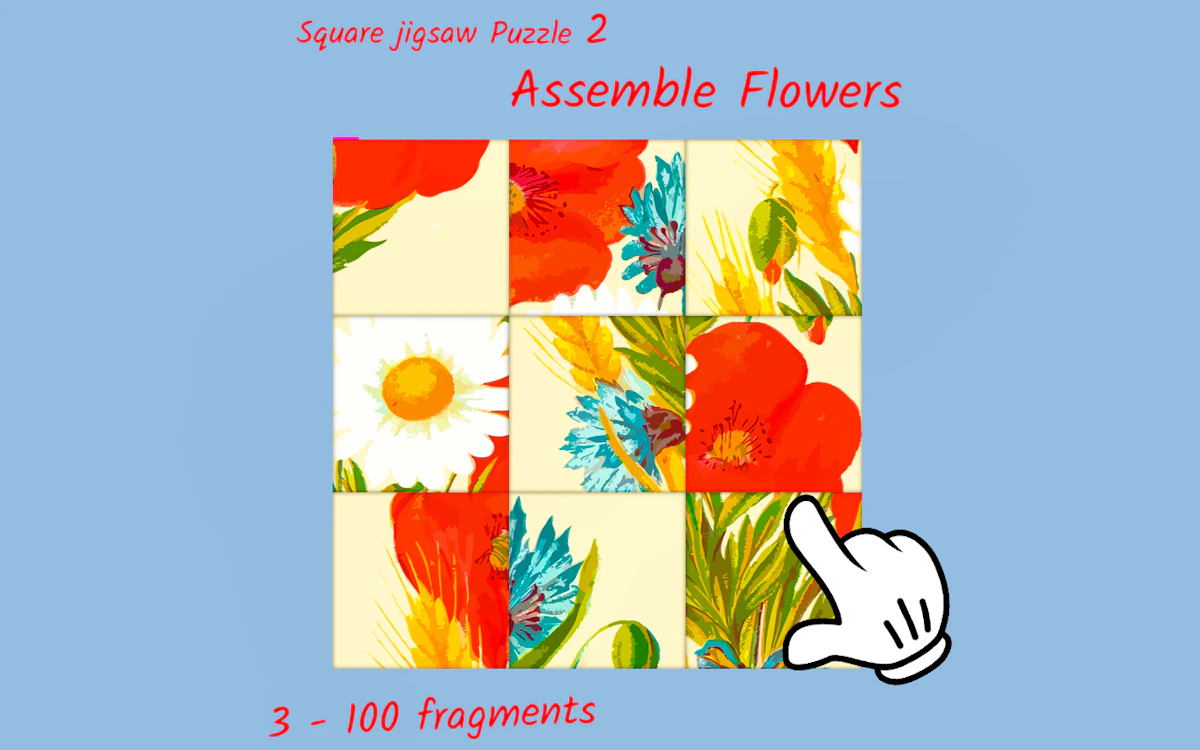 Play Square jigsaw Puzzle 2 - Assemble Flowers — free online Brain game