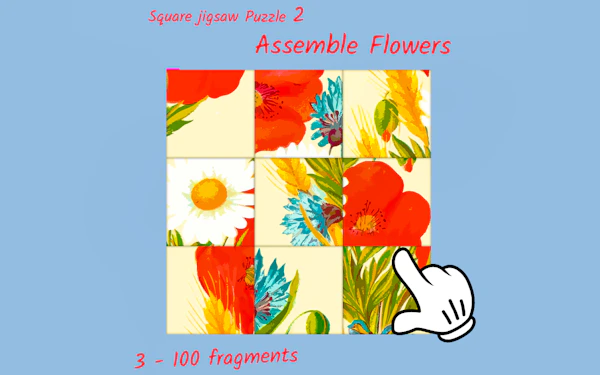 Square jigsaw Puzzle 2 – Assemble Flowers