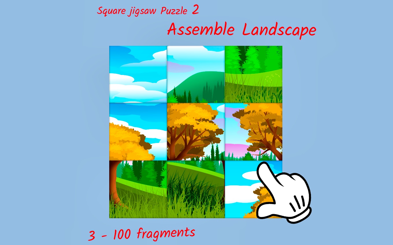 Square jigsaw Puzzle 2 - Assemble Landscape