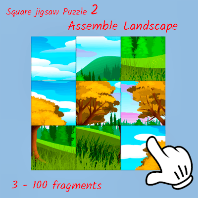 Square jigsaw Puzzle 2 - Assemble Landscape By Gamepix