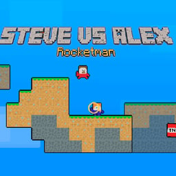 Steve vs Alex Rocketman Online adventure Games on taptohit.com