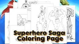 超级英雄涂色传奇 (Superhero Saga Coloring Page)