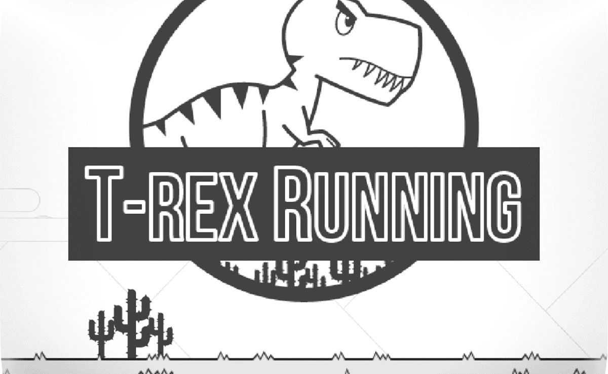 Play T-Rex Running Black and White — free online Dinosaur game