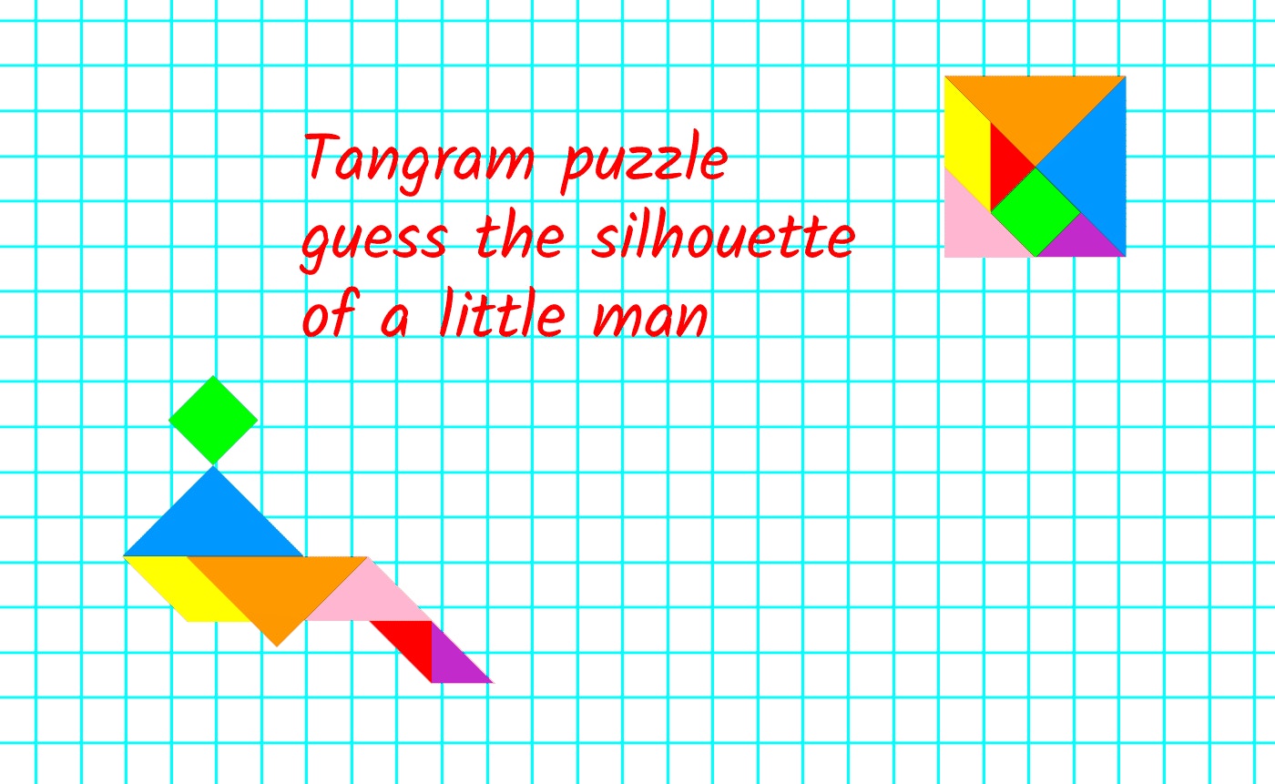 Tangram puzzle guess the silhouette of a little man