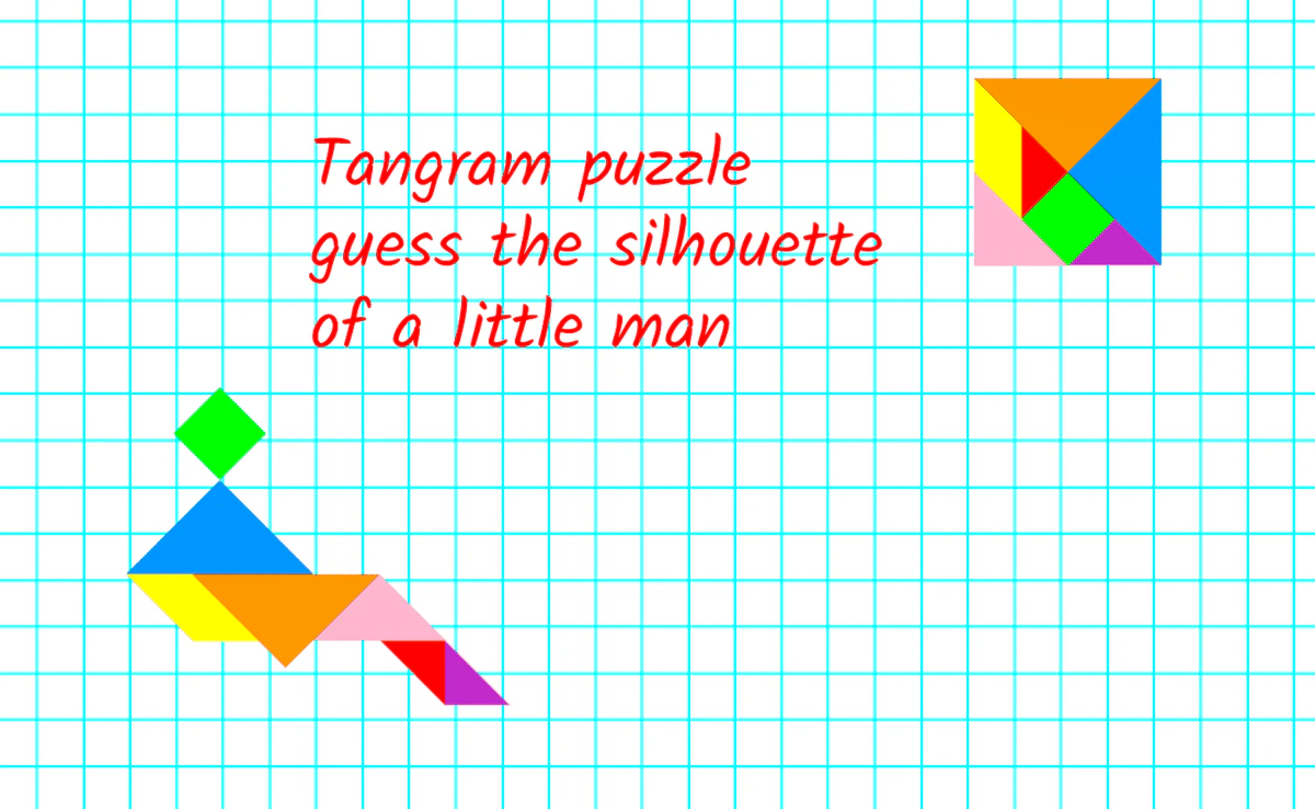 Tangram puzzle guess the silhouette of a little man game thumbnail