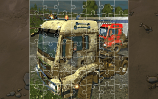 Trucks In Mud Jigsaw game cover