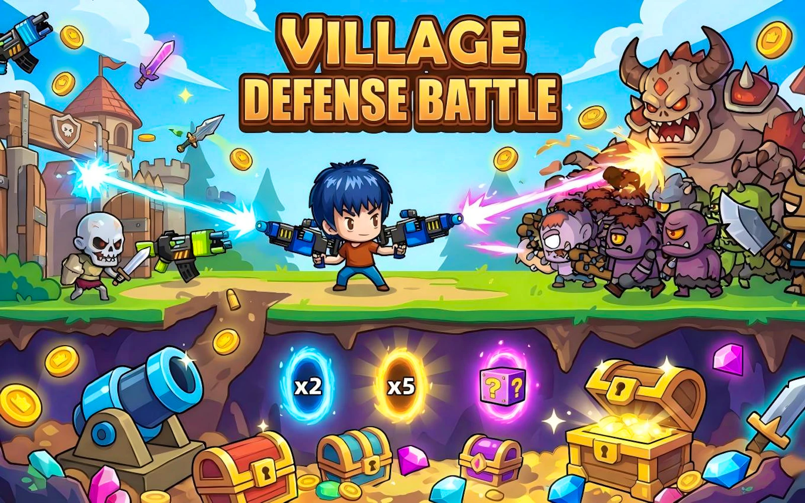 Village Defense Battle — free online action game on Glaze Games