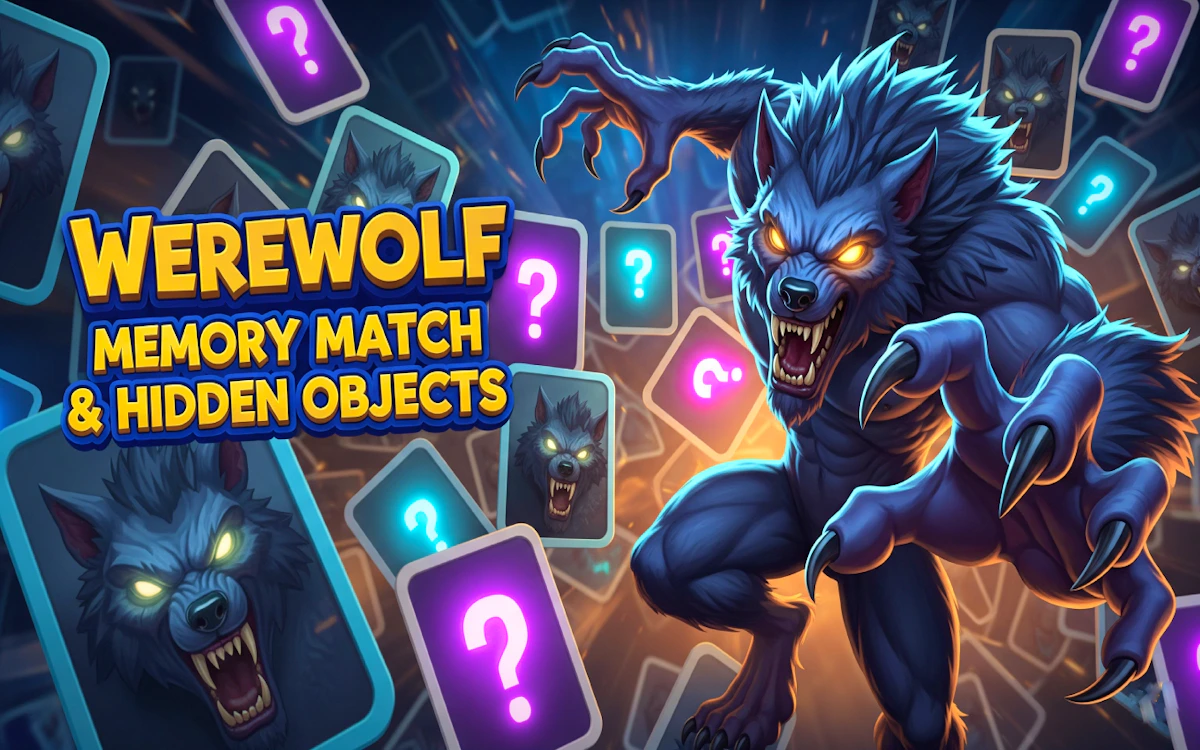 Play Werewolf Memory Match & Hidden Objects — free online Memory game