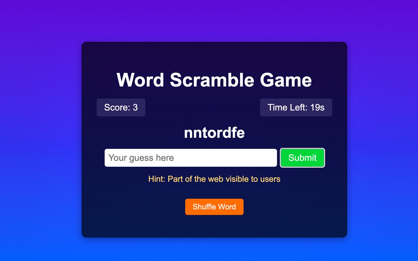 Word Scramble Game Challenge