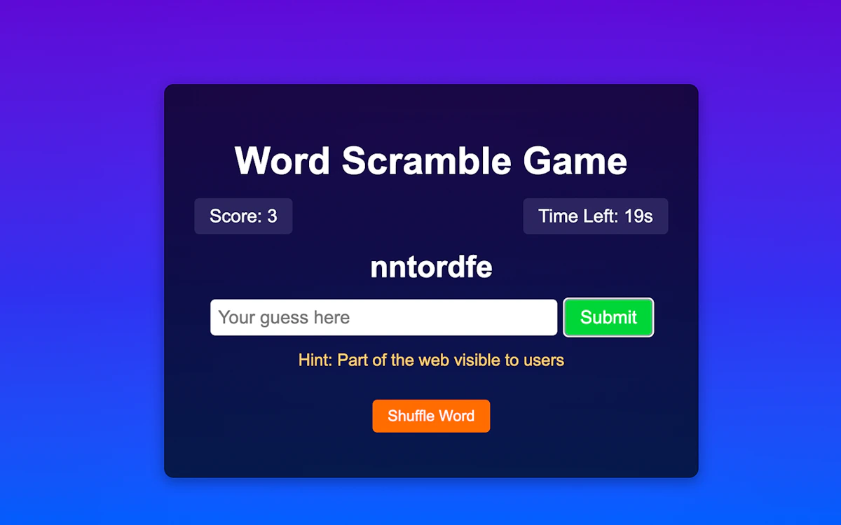 Play Word Scramble Game Challenge — free online Word game