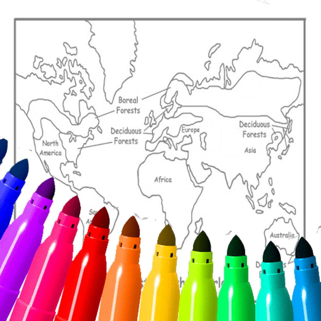 World Map Coloring For Kids