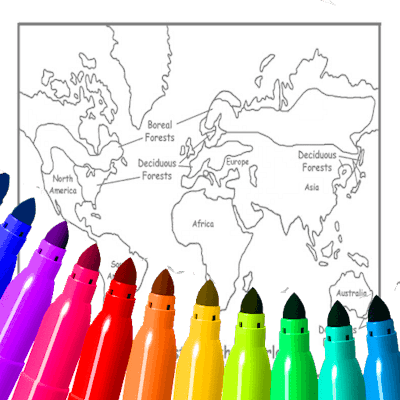 World Map Coloring For Kids By Gamepix